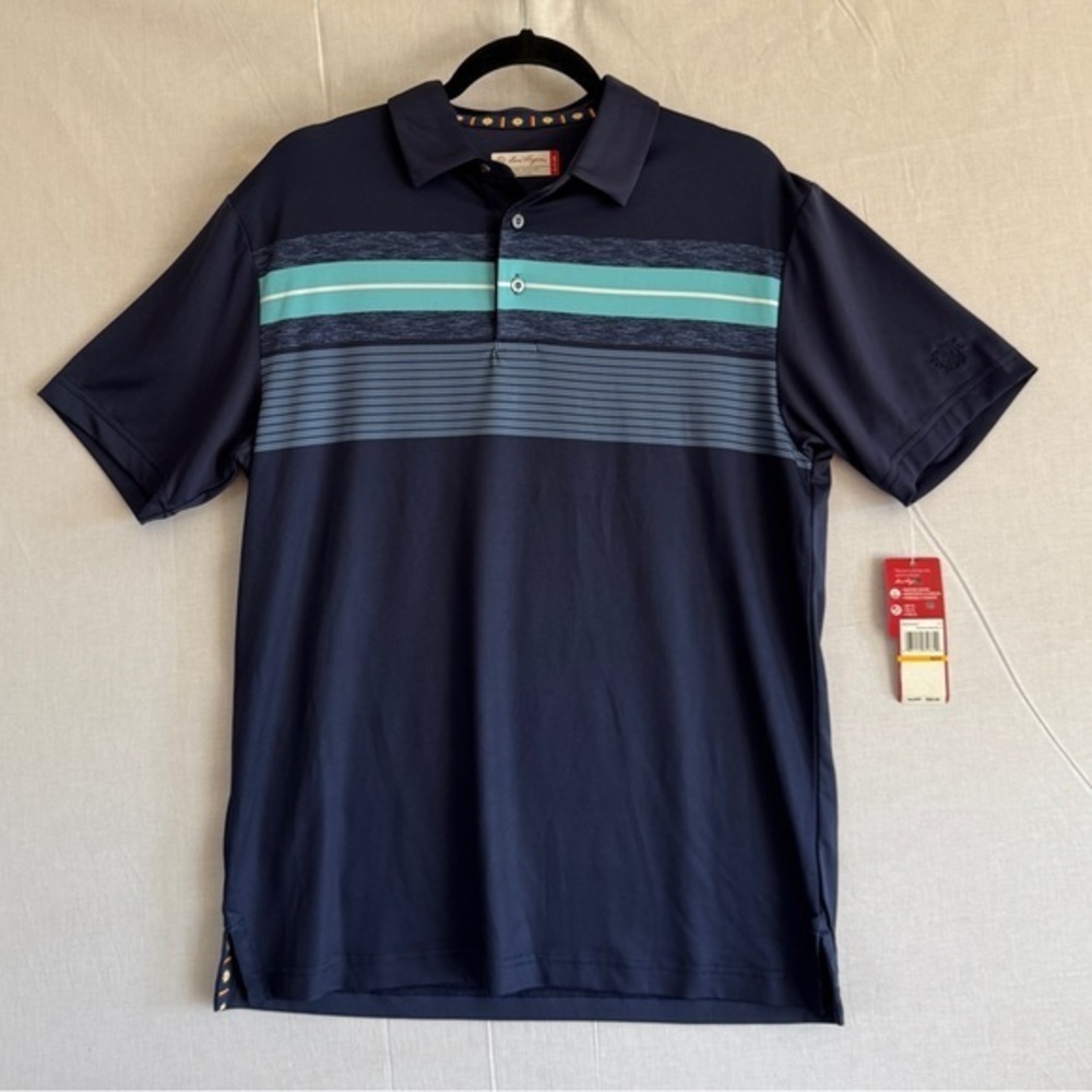 Ben Hogan Navy Striped Polo Shirt Size Small NWT